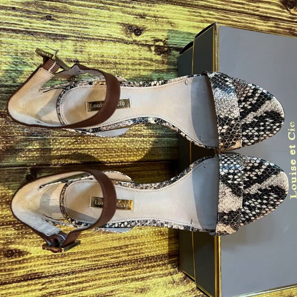 Louise et Cie Snakeskin Print Leather Sandals